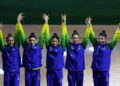 Medalhistas da ginástica rítmica curtem reconhecimento
